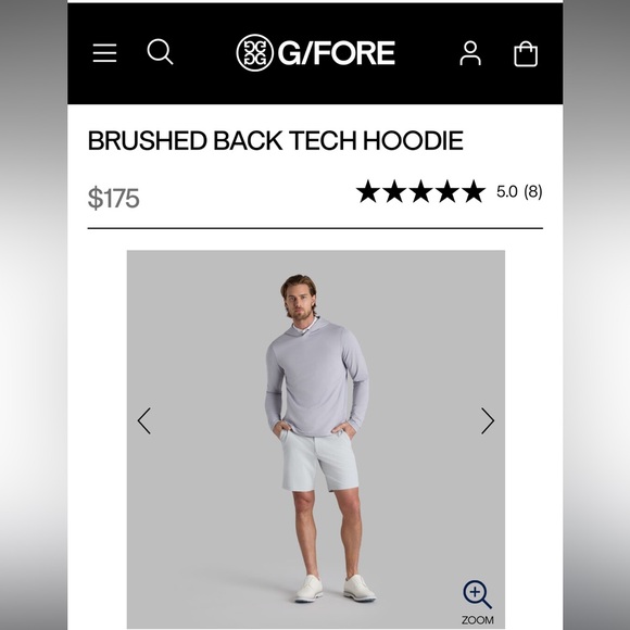 G/FORE Brushed Back Tech Hoodie in Soft Gray - Picture 1 of 5